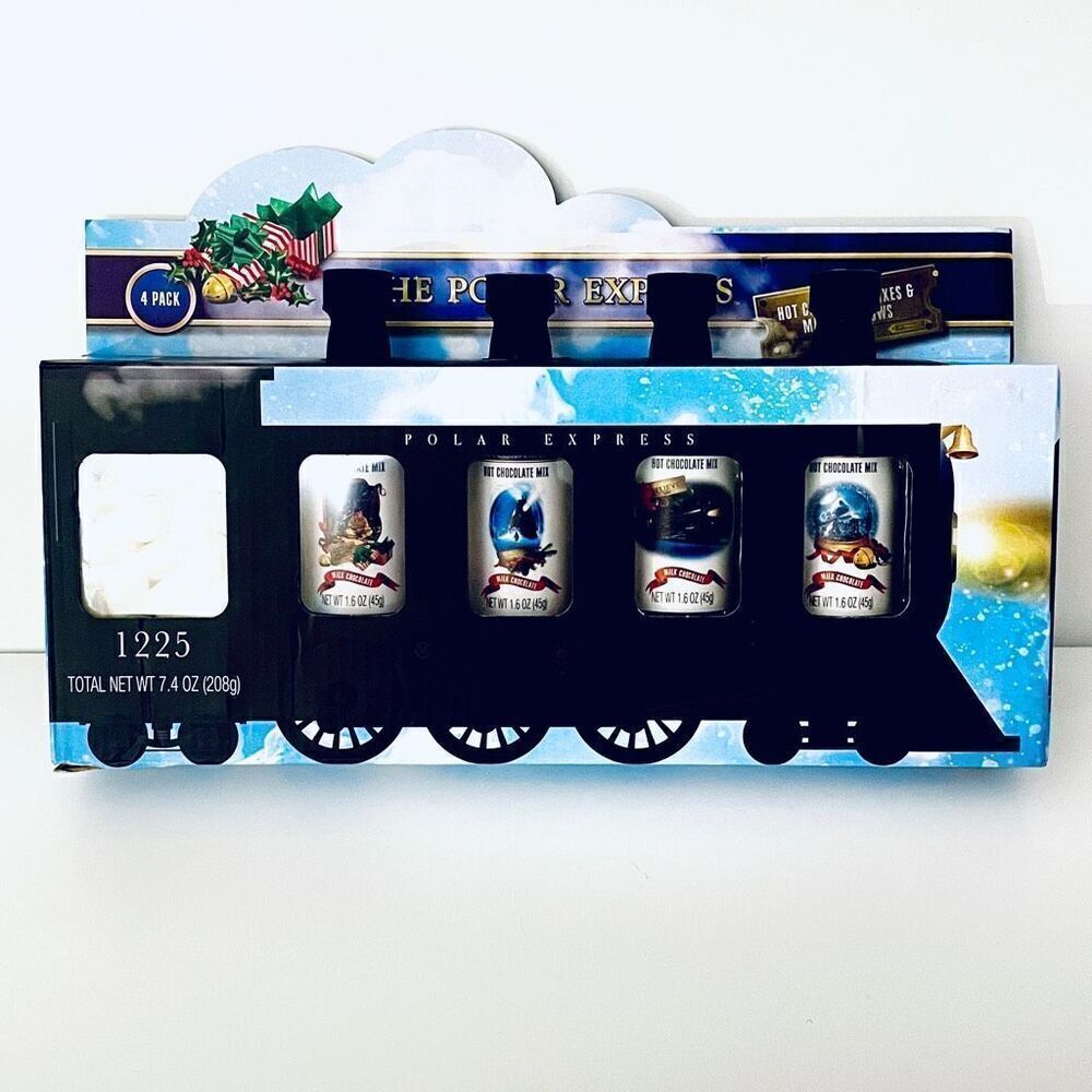 NWT in Box the polar express 4 Pack hot chocolate mixes, and marshmallows Train